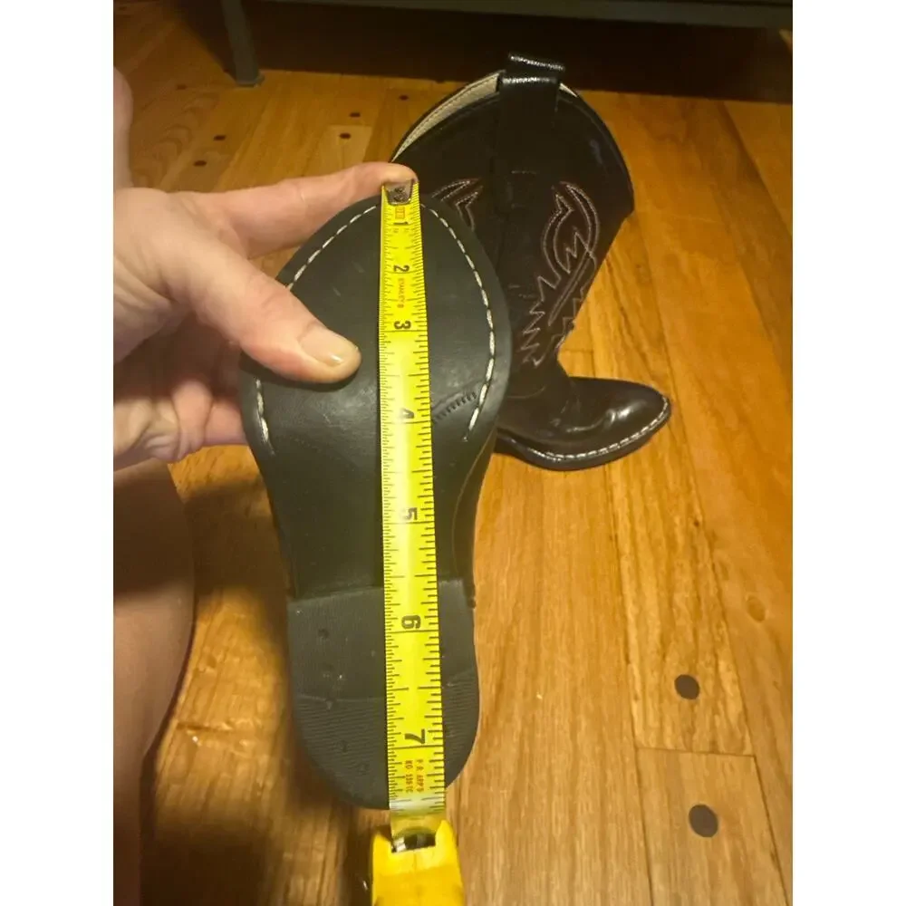 Old West 8110 Kids Sz 12 Black Leather Cowboy Western Boots Embroidered